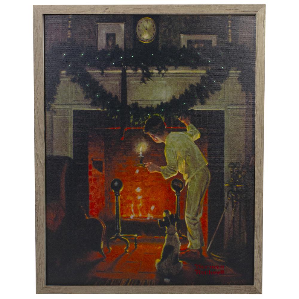 19" Lighted Norman Rockwell 'Is He Coming?' Christmas Wall Art. Picture 1
