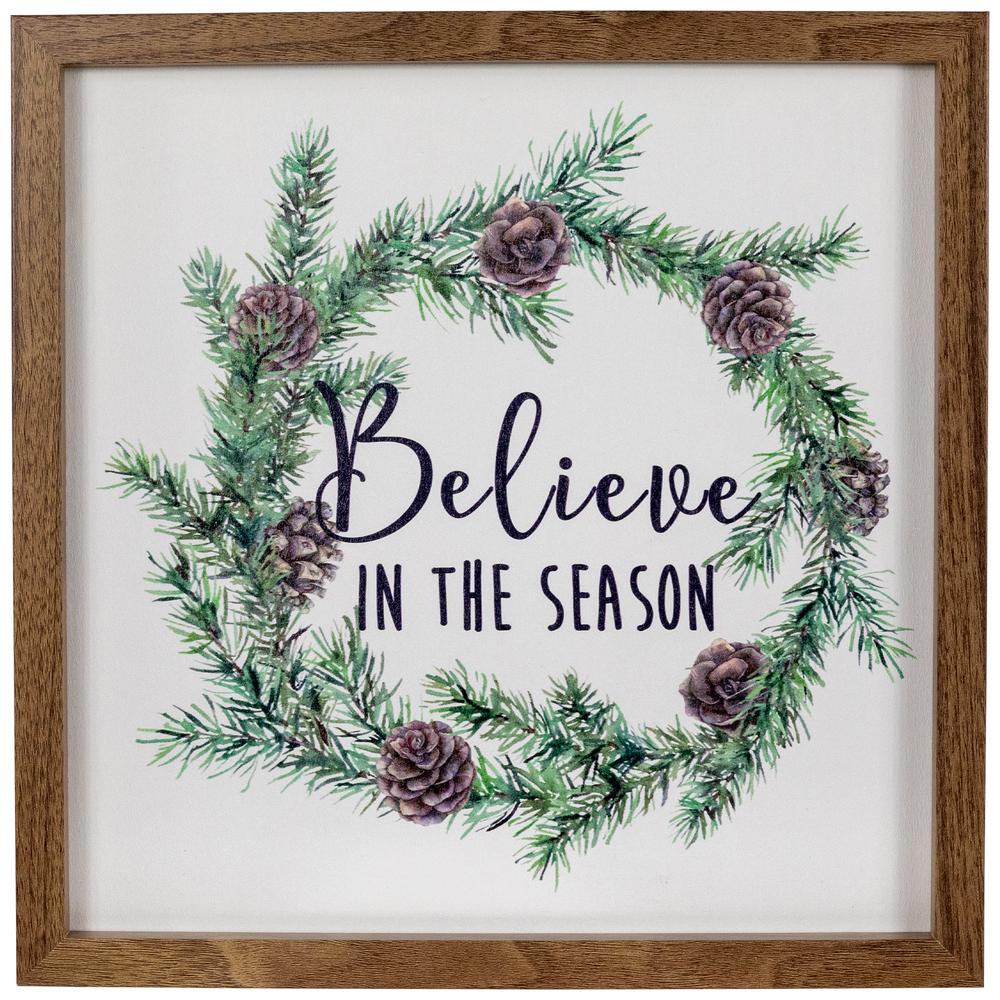 11.75" Framed Believe In The Season Christmas Wall Sign. Picture 1