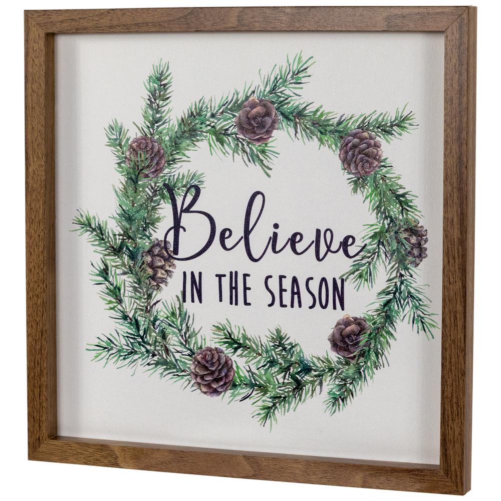 11.75" Framed Believe In The Season Christmas Wall Sign. Picture 4