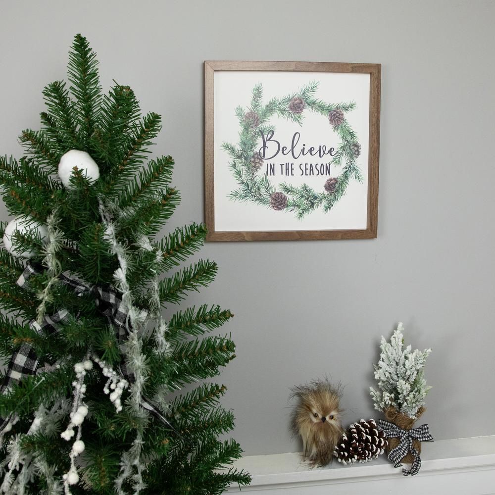 11.75" Framed Believe In The Season Christmas Wall Sign. Picture 3
