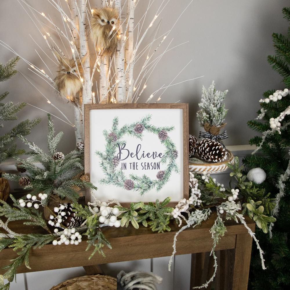 11.75" Framed Believe In The Season Christmas Wall Sign. Picture 2