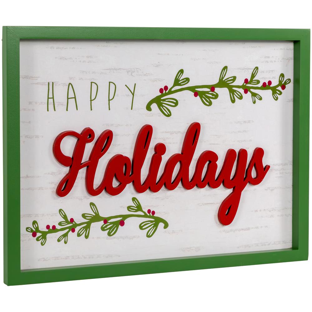 15.75" Framed "Happy Holidays" Christmas Wooden Wall Sign. Picture 3