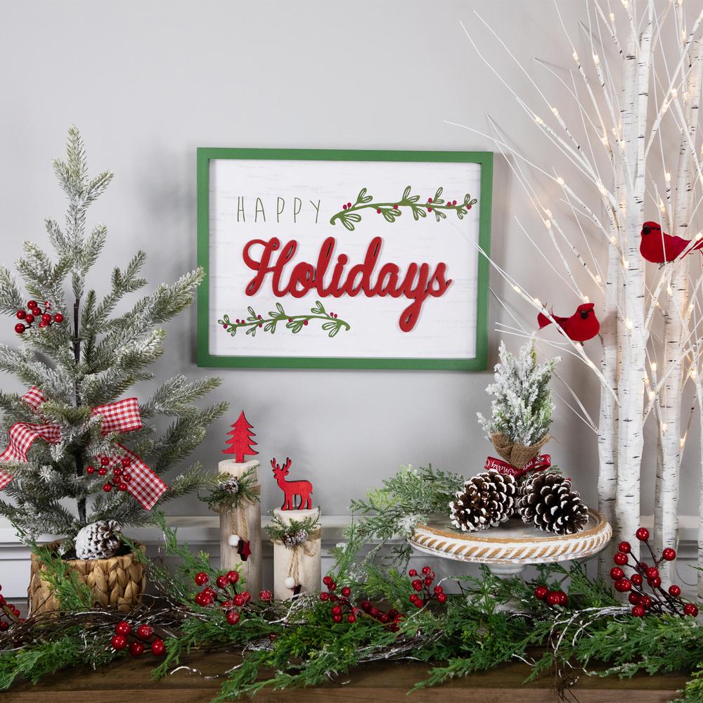 15.75" Framed "Happy Holidays" Christmas Wooden Wall Sign. Picture 2