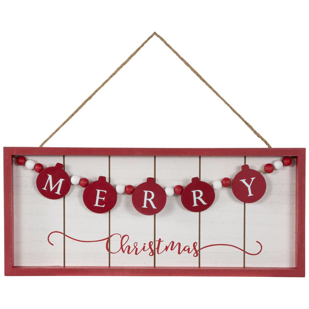14" Framed "Merry Christmas" Wooden Hanging Wall Sign. Picture 1