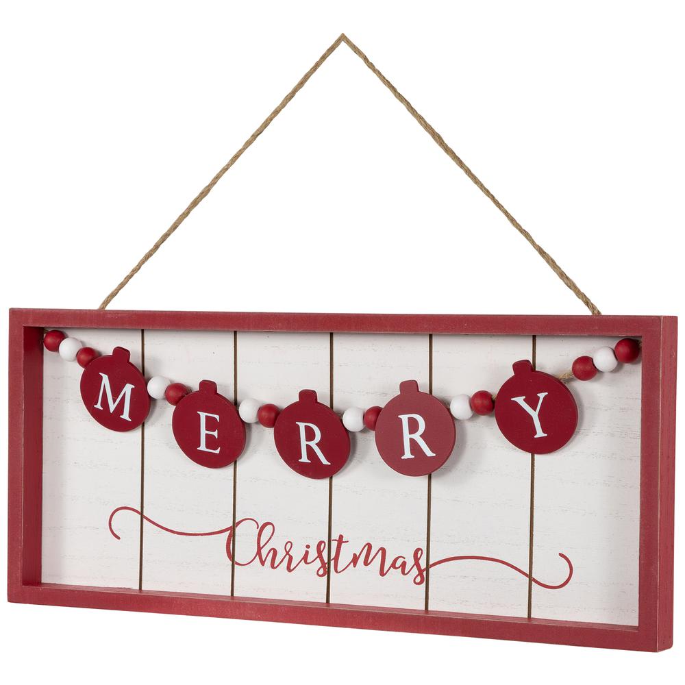 14" Framed "Merry Christmas" Wooden Hanging Wall Sign. Picture 4