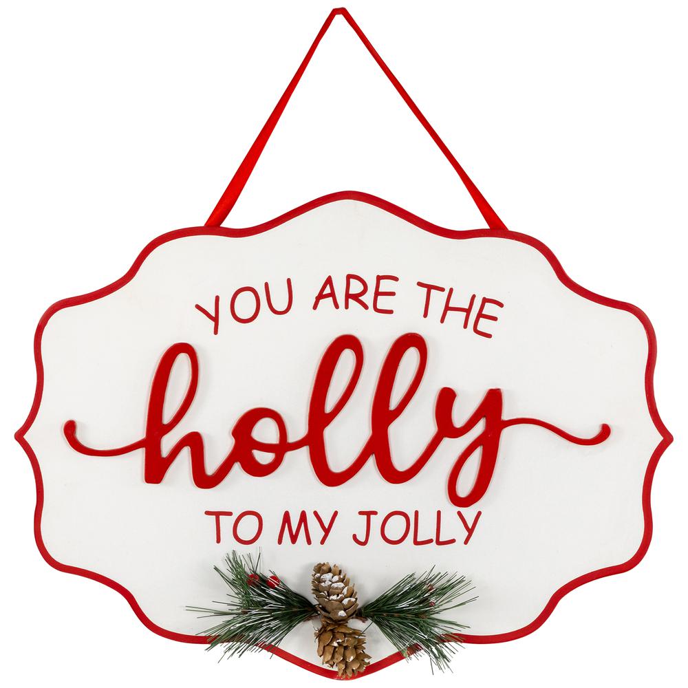 15.75" Holly To My Jolly Christmas Wall Sign. Picture 1