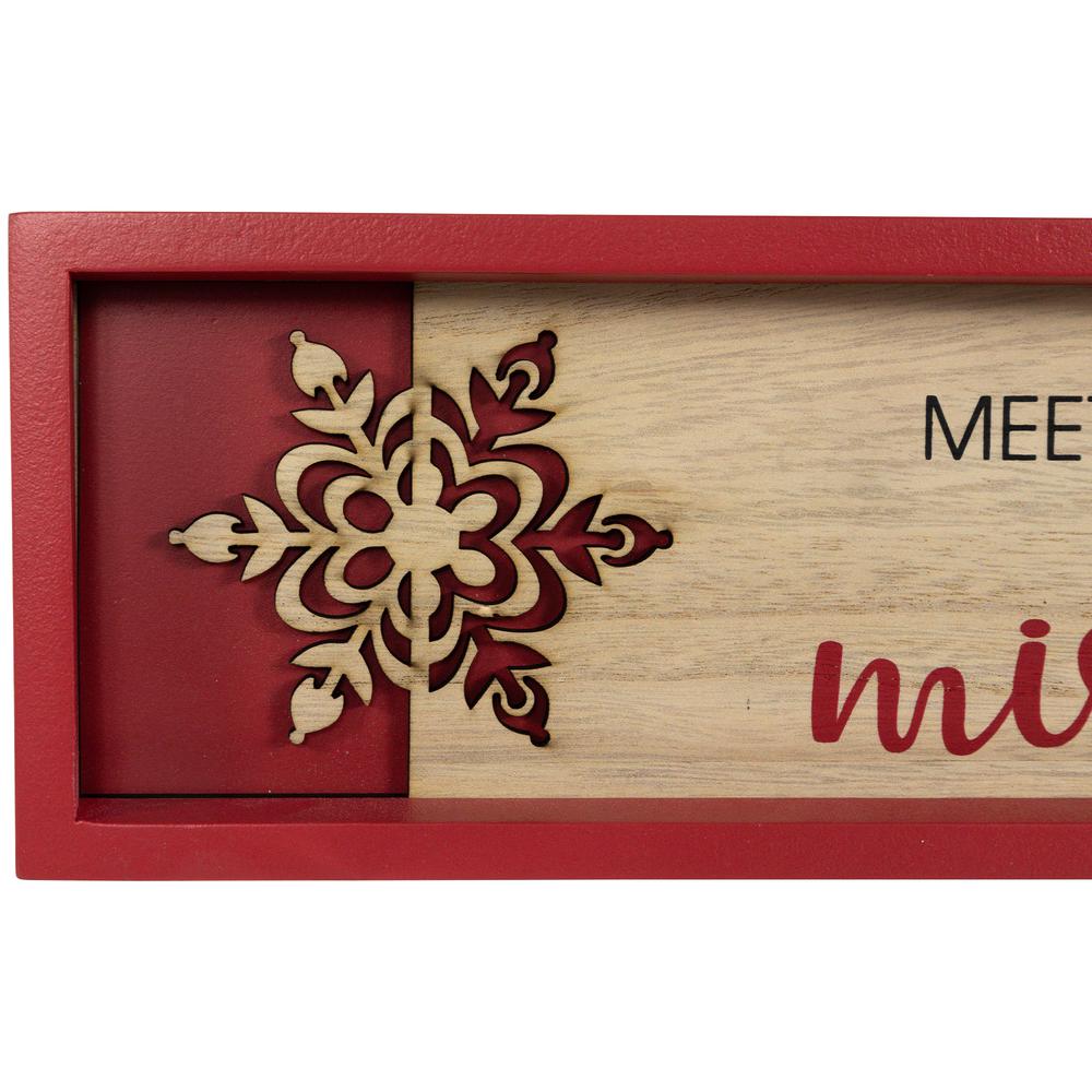 11.75" Red Framed "Meet Me Under the Mistletoe" Christmas Wall Decoration. Picture 7