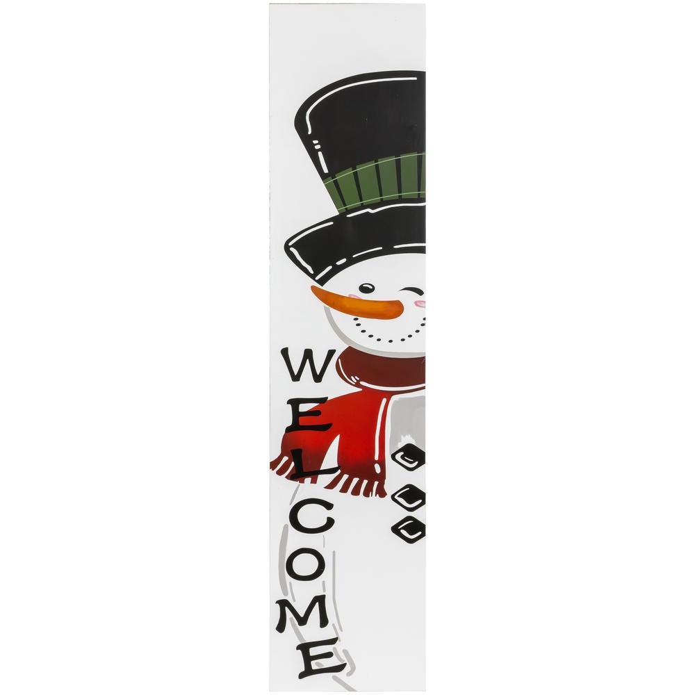 35" Snowman "Welcome" Christmas Wooden Porch Sign. Picture 1