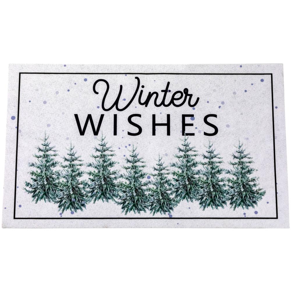 Pine Trees "Winter Wishes" Christmas Doormat 29" x 17". Picture 3