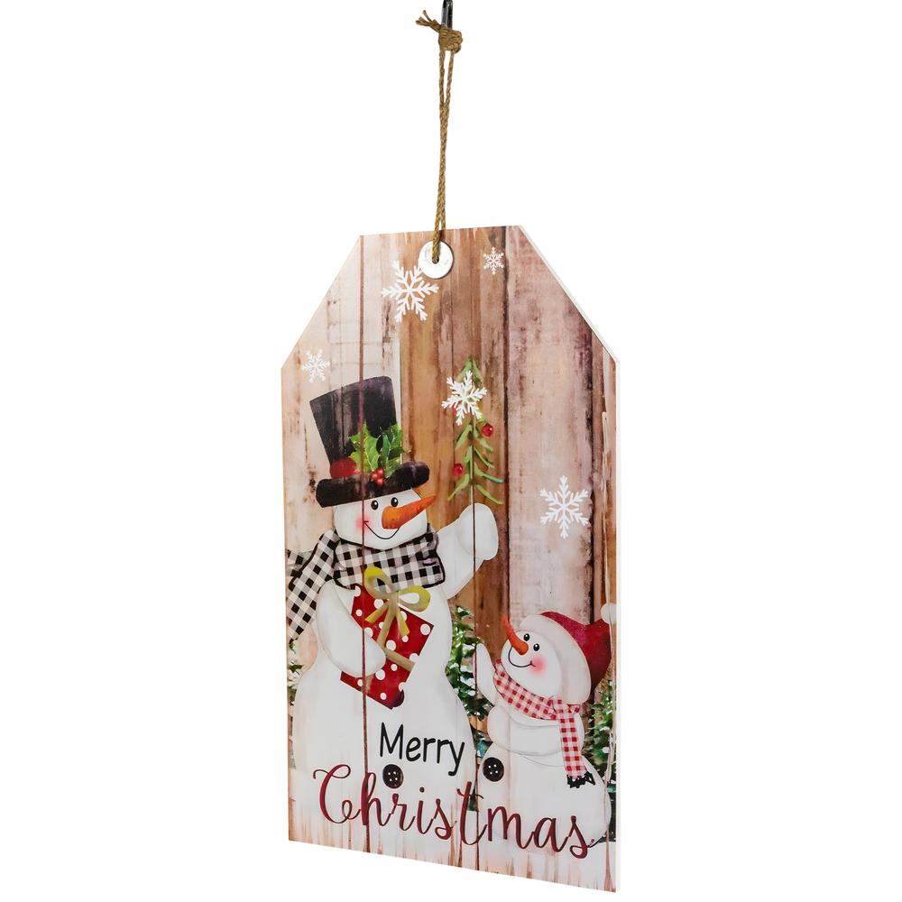 19.5" Snowmen Merry Christmas Tag Wall Sign. Picture 4