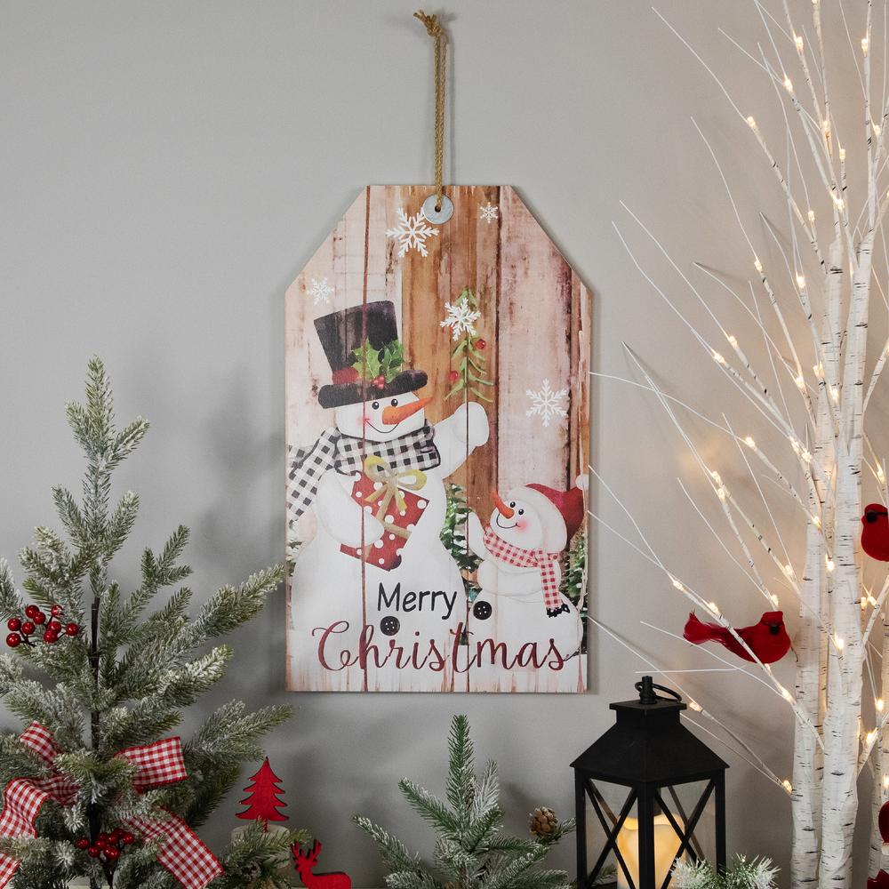 19.5" Snowmen Merry Christmas Tag Wall Sign. Picture 3