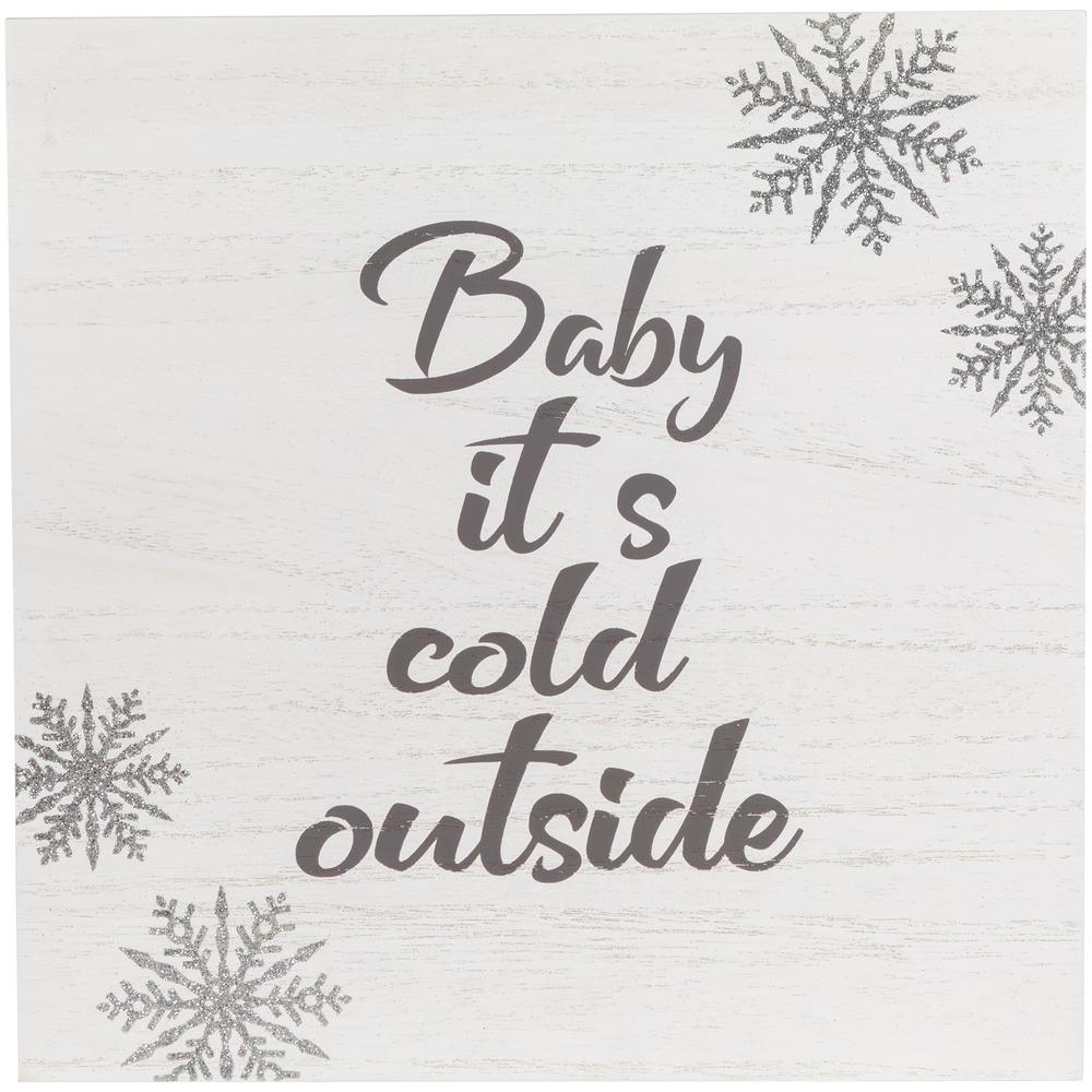 11.75" Glittered "Baby It's Cold Outside" Christmas Wall Sign. Picture 1