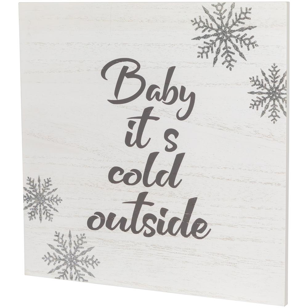 11.75" Glittered "Baby It's Cold Outside" Christmas Wall Sign. Picture 3