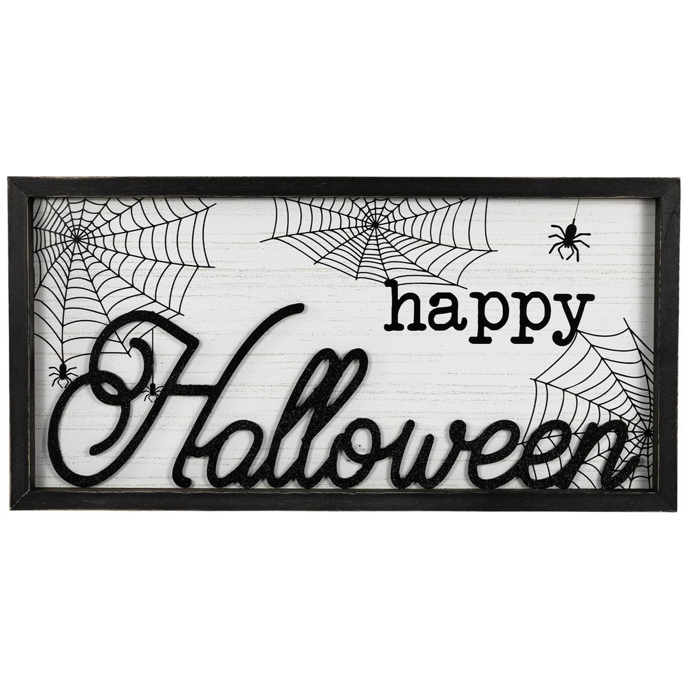 23.5" Happy Halloween Spider Web Wall Sign. Picture 1