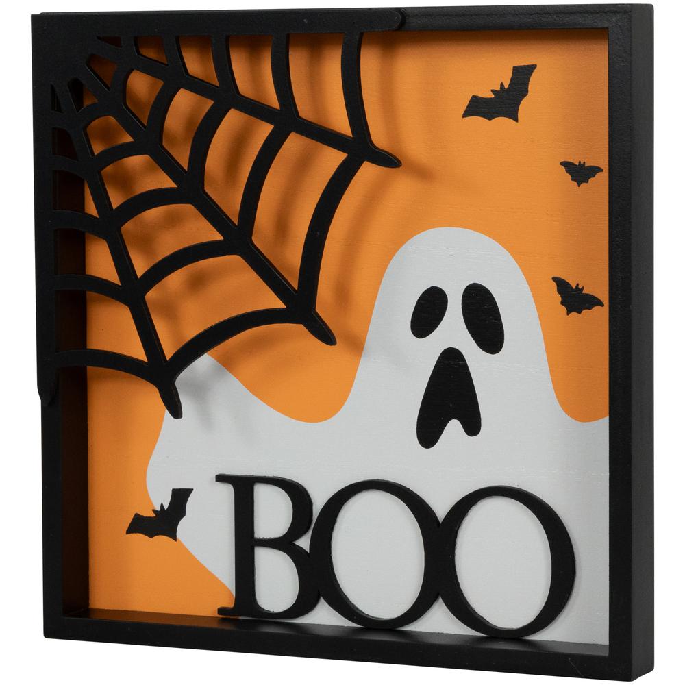 9.75" Framed 3D Boo Halloween Wall Sign. Picture 6