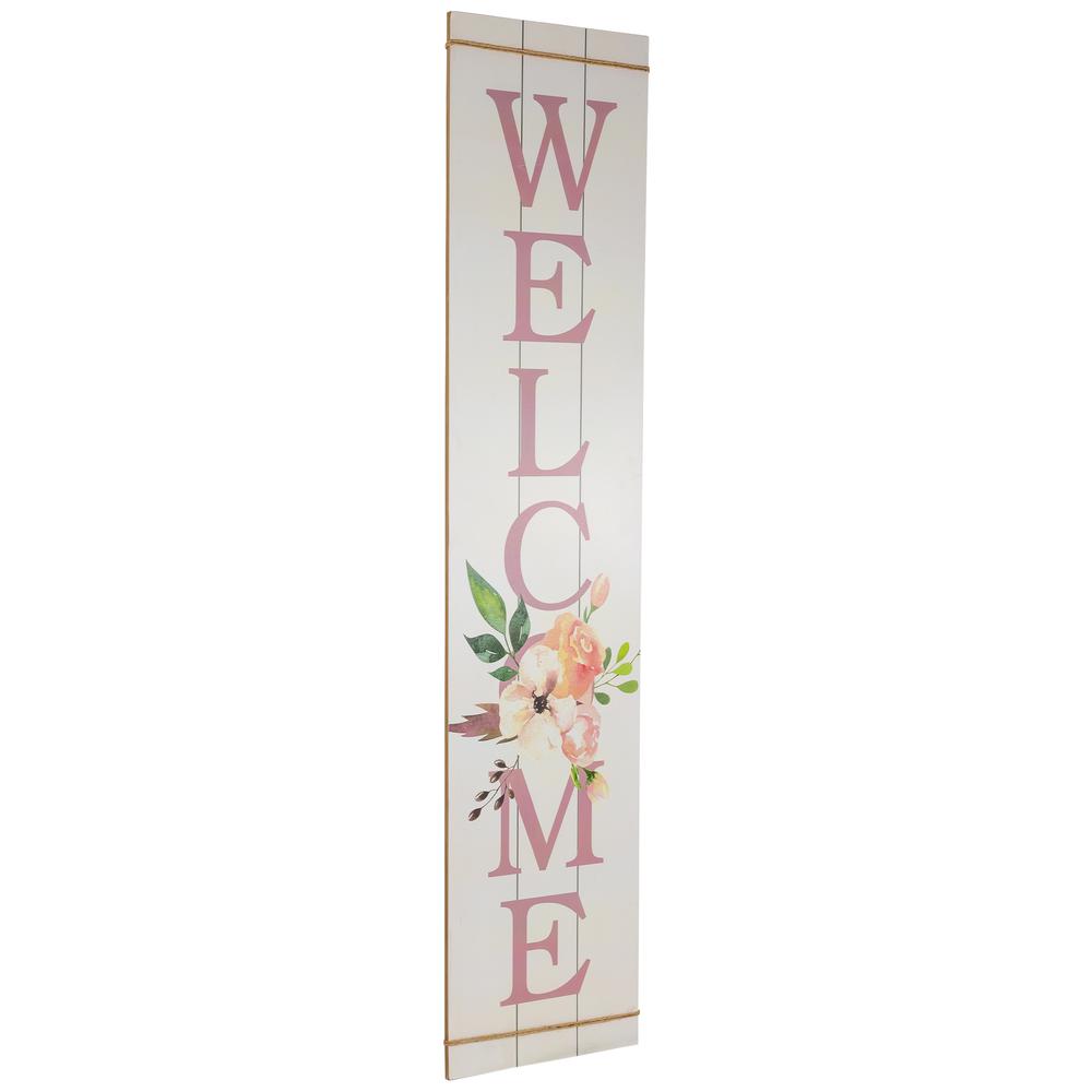 48.5" Floral "Welcome" Wooden Spring Wall Sign. Picture 2