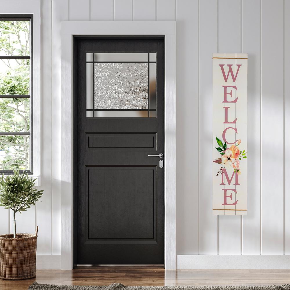 48.5" Floral "Welcome" Wooden Spring Wall Sign. Picture 5