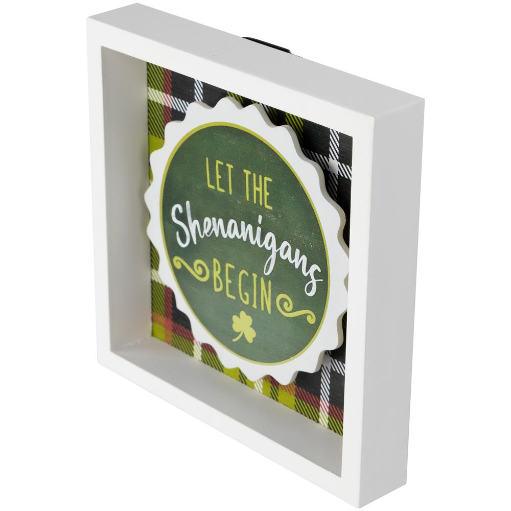 Let the Shenanigans Begin St. Patrick's Day Framed Wall Sign - 6" - Green Plaid. Picture 5