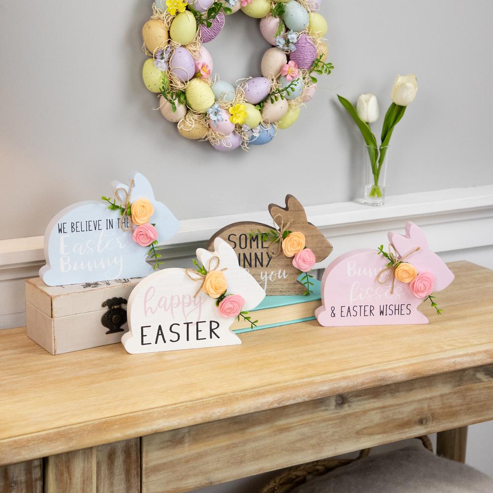 Set of 4 Floral Bunny Wooden Tabletop Easter Signs 7.75". Picture 6