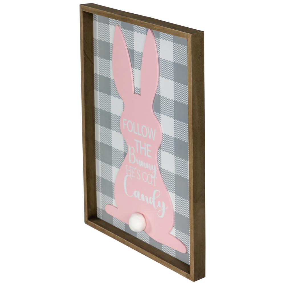 15.75" Framed "Follow the Bunny He's Got Candy" Easter Wall Sign. Picture 2