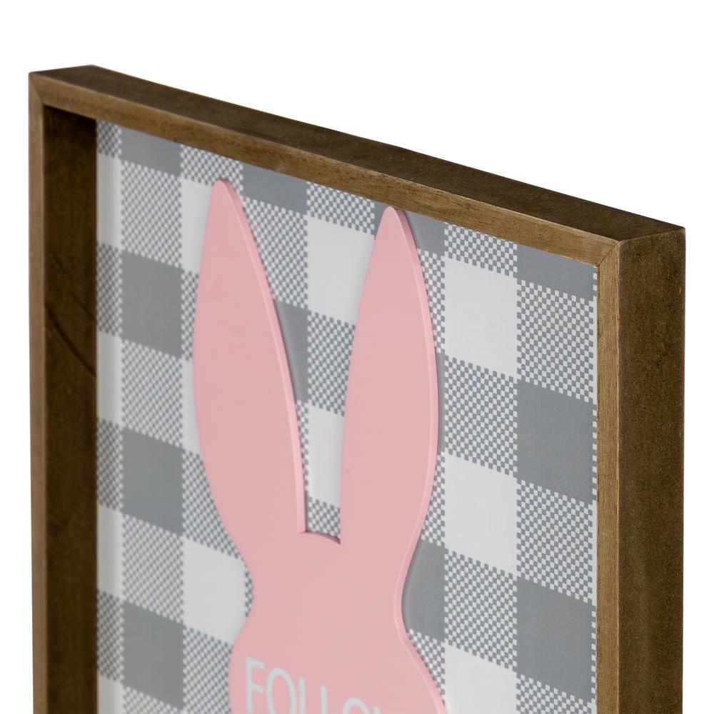 15.75" Framed "Follow the Bunny He's Got Candy" Easter Wall Sign. Picture 3