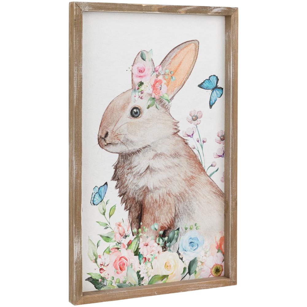Easter Bunny with Flowers Framed Wall Sign - 11.75". Picture 2
