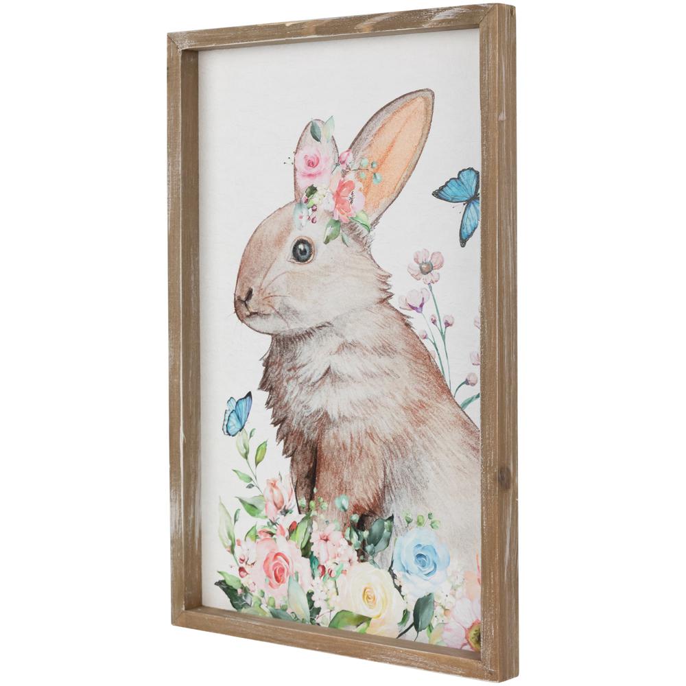 Easter Bunny with Flowers Framed Wall Sign - 11.75". Picture 3