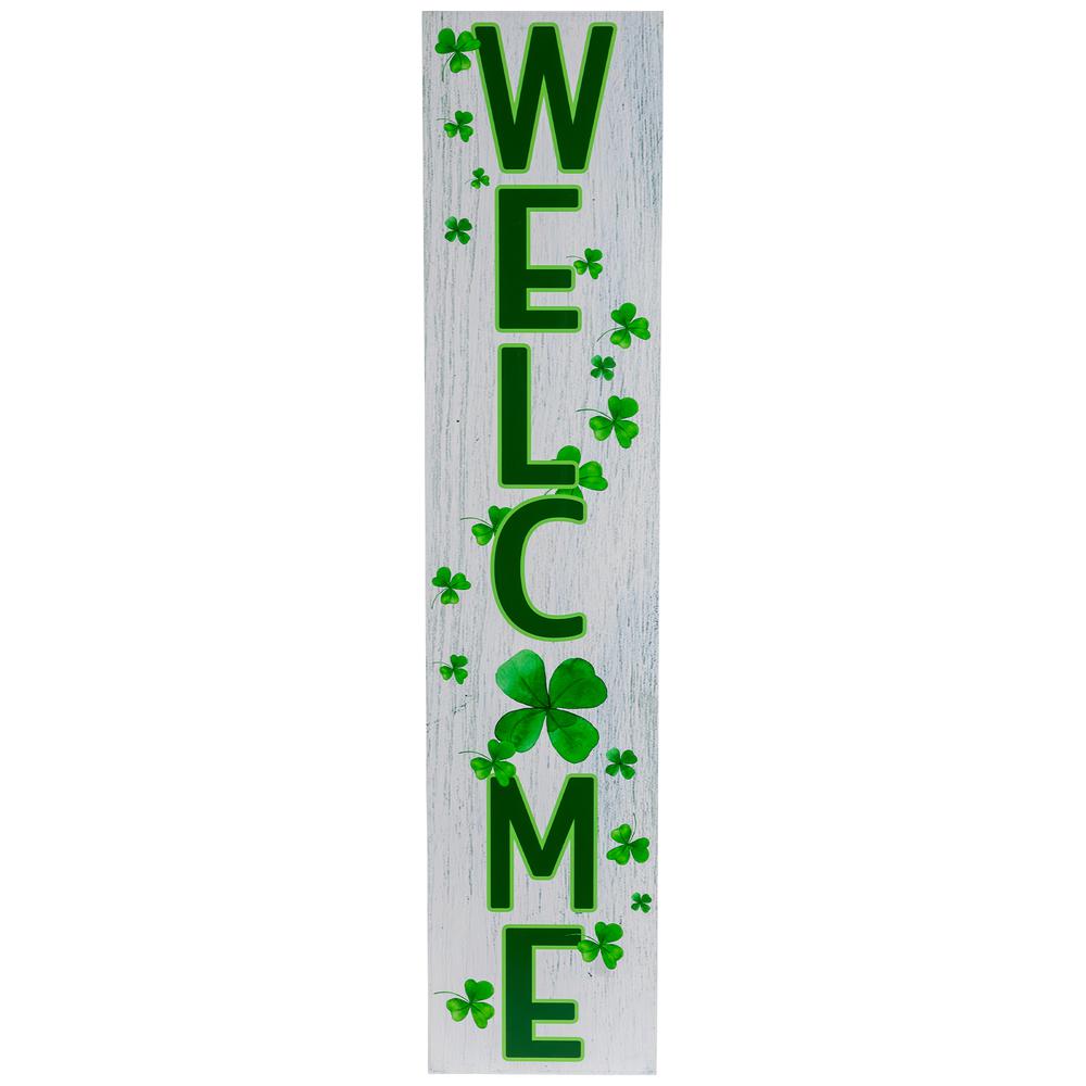 35.75" Shamrocks "Welcome" St. Patricks Day Wall Sign. Picture 1