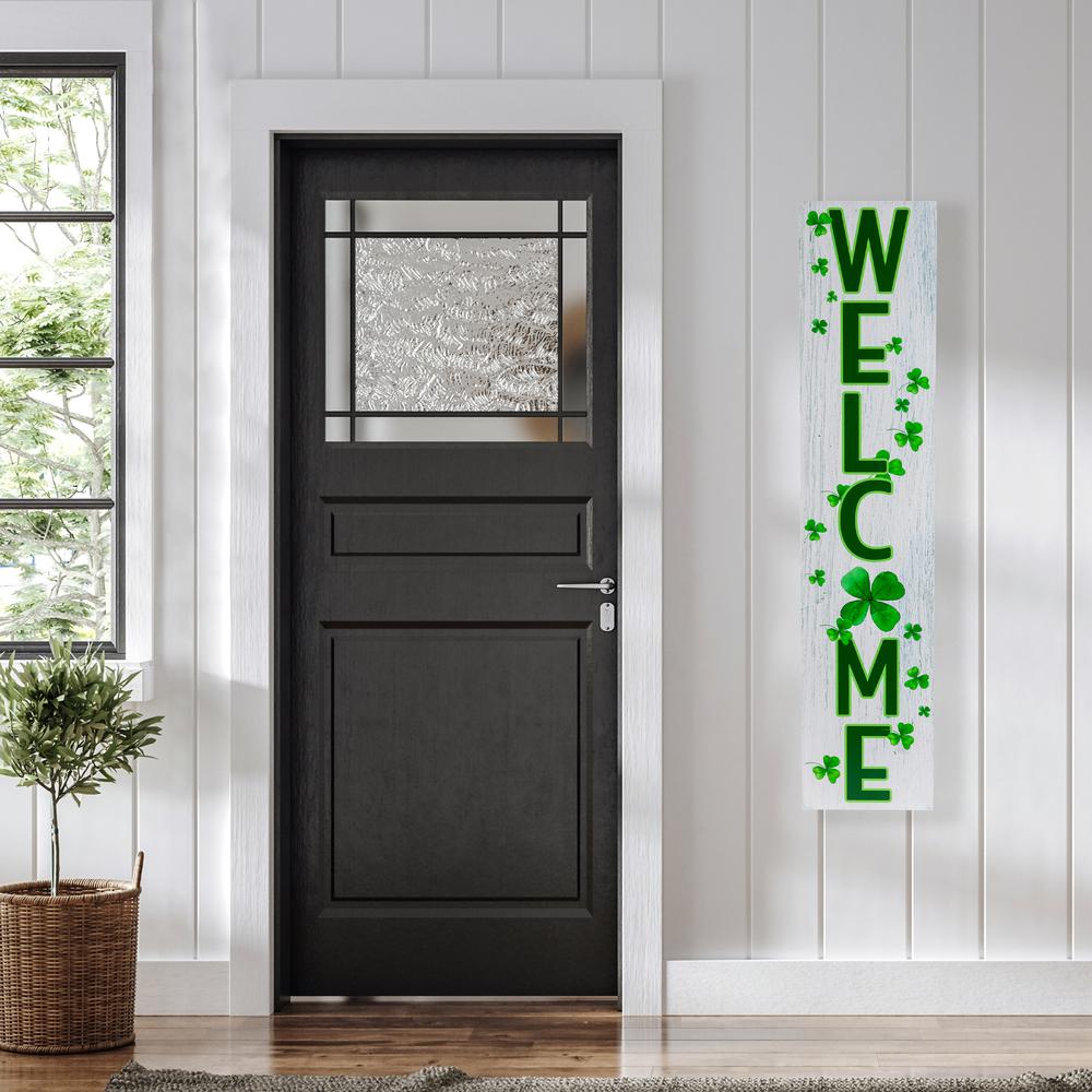 35.75" Shamrocks "Welcome" St. Patricks Day Wall Sign. Picture 5