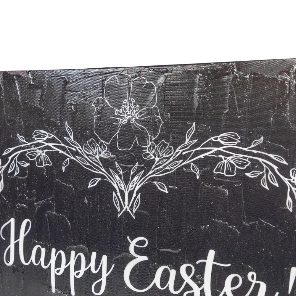 Black and White Happy Easter Bunnies Canvas Wall Art  17.75" x 17.75". Picture 4