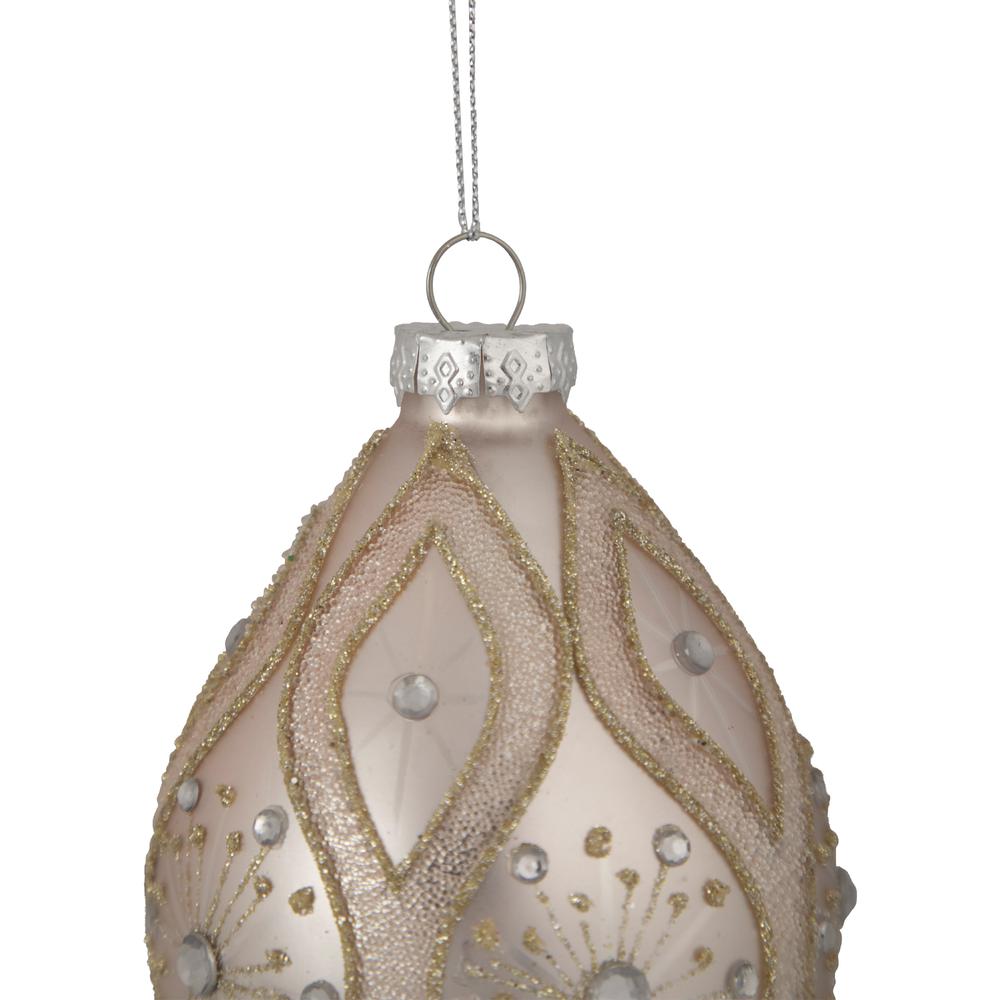 5.25" Rose Gold Retro Ombre Glass Christmas Drop Ornament. Picture 3
