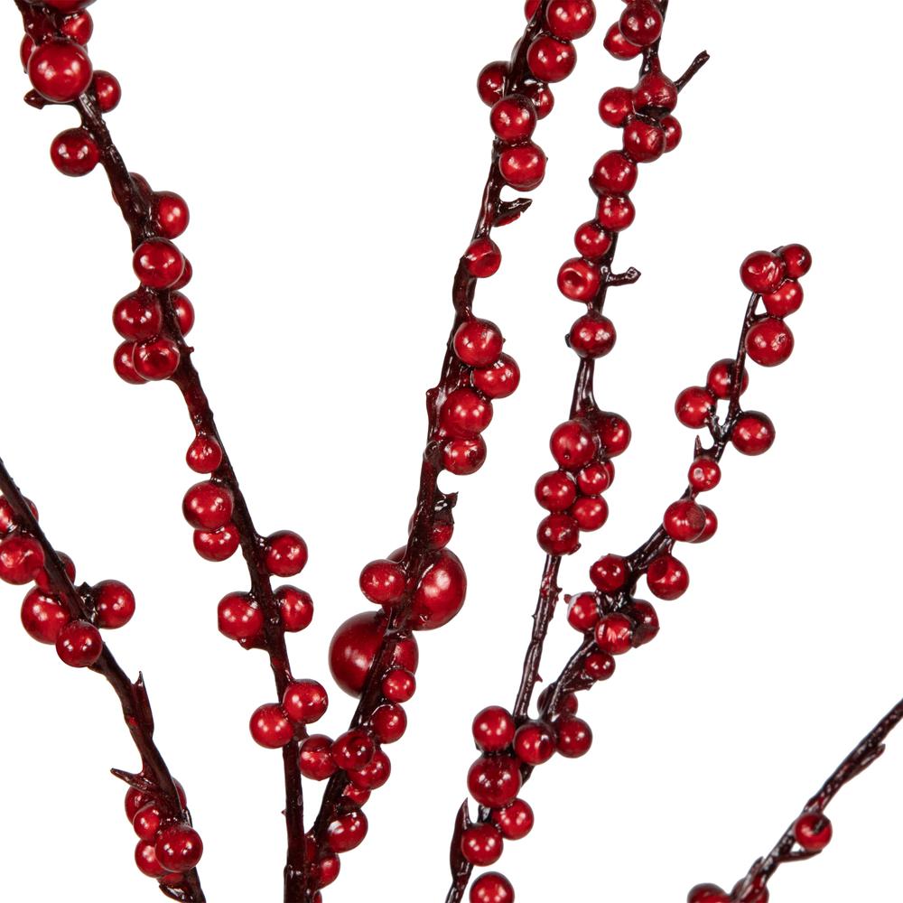 50" Artificial Red Berry Christmas Twig Tree with Square Stand  Unlit. Picture 4