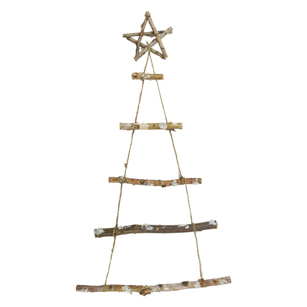 32" Natural Twig Tree with Star Wall Hanging Christmas Decoration. Picture 1