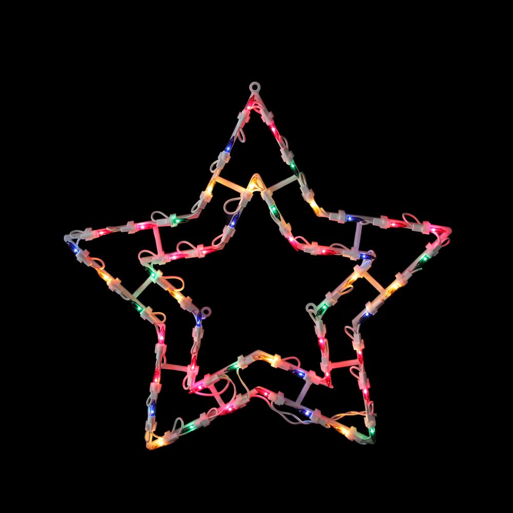 16" Multi-Color Lighted Star Christmas Window Silhouette Decoration. Picture 2