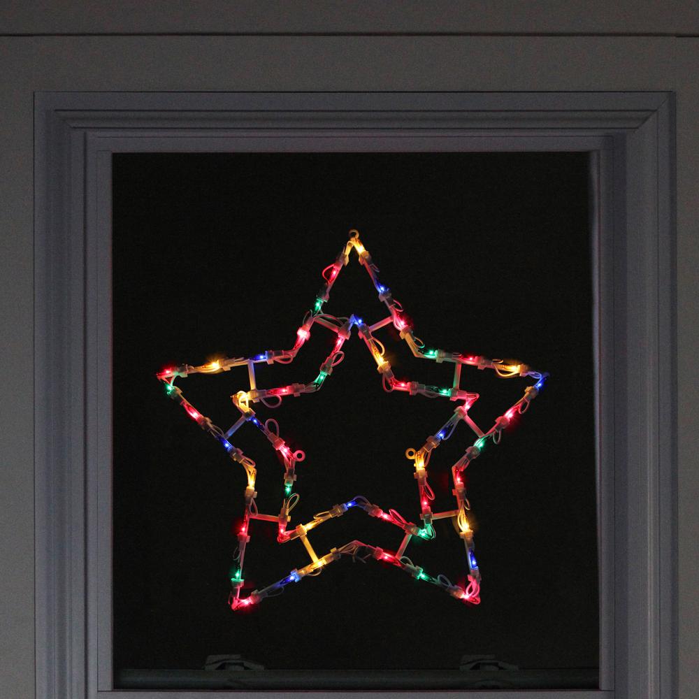 16" Multi-Color Lighted Star Christmas Window Silhouette Decoration. Picture 3