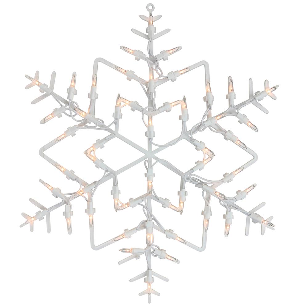 16" White Lighted Snowflake Christmas Window Silhouette Decoration. Picture 2