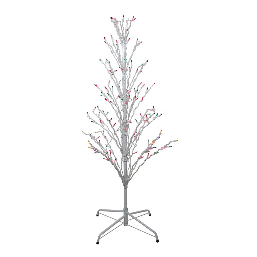 4' White Lighted Christmas Cascade Twig Tree Outdoor Decoration - Multi Lights. Picture 1