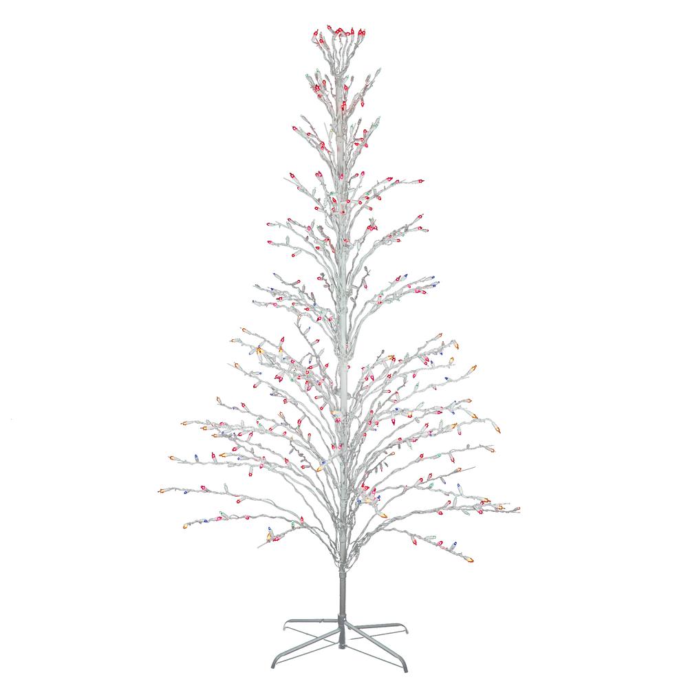 6' White Cascade Twig Tree Christmas Outdoor Decoration - Multi Lights. Picture 1
