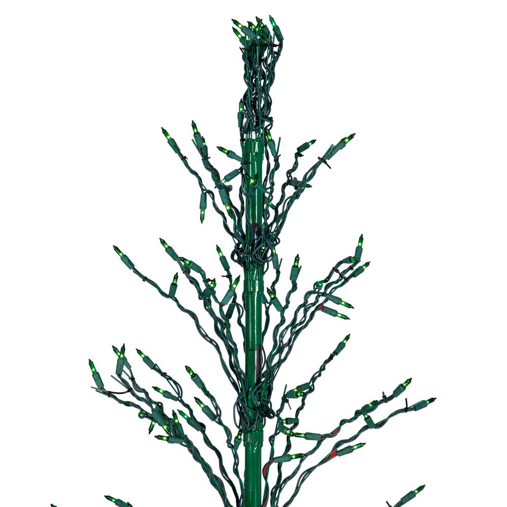 6' Pre-Lit Green Cascade Twig Tree Christmas Outdoor Decor - Green Lights. Picture 3
