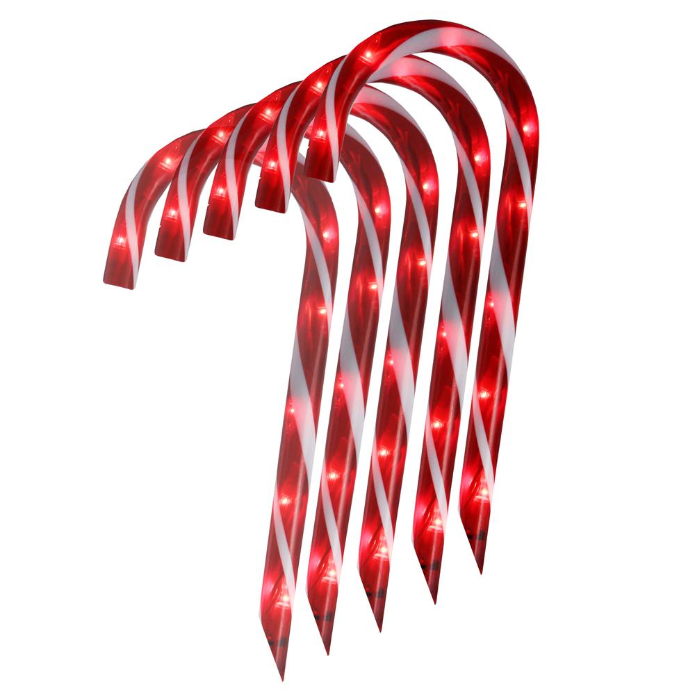 Set of 10 Lighted Outdoor Candy Cane Christmas Pathway Markers 12". Picture 1