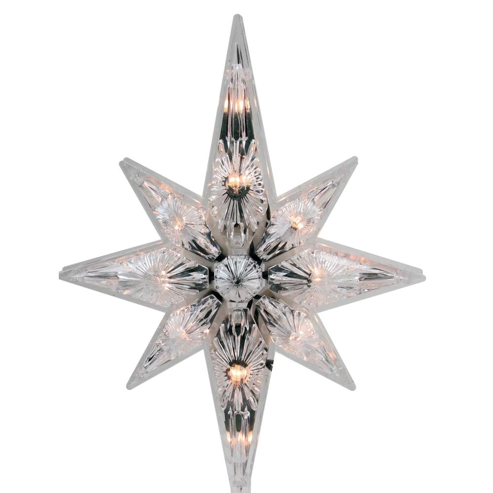 10" White Lighted Faceted Star of Bethlehem Christmas Tree Topper - Clear Lights. Picture 3