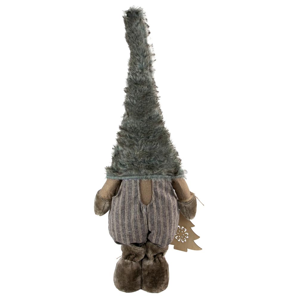 33" Brown and White Woodland Gnome with Striped Pants Christmas Figurine. Picture 3