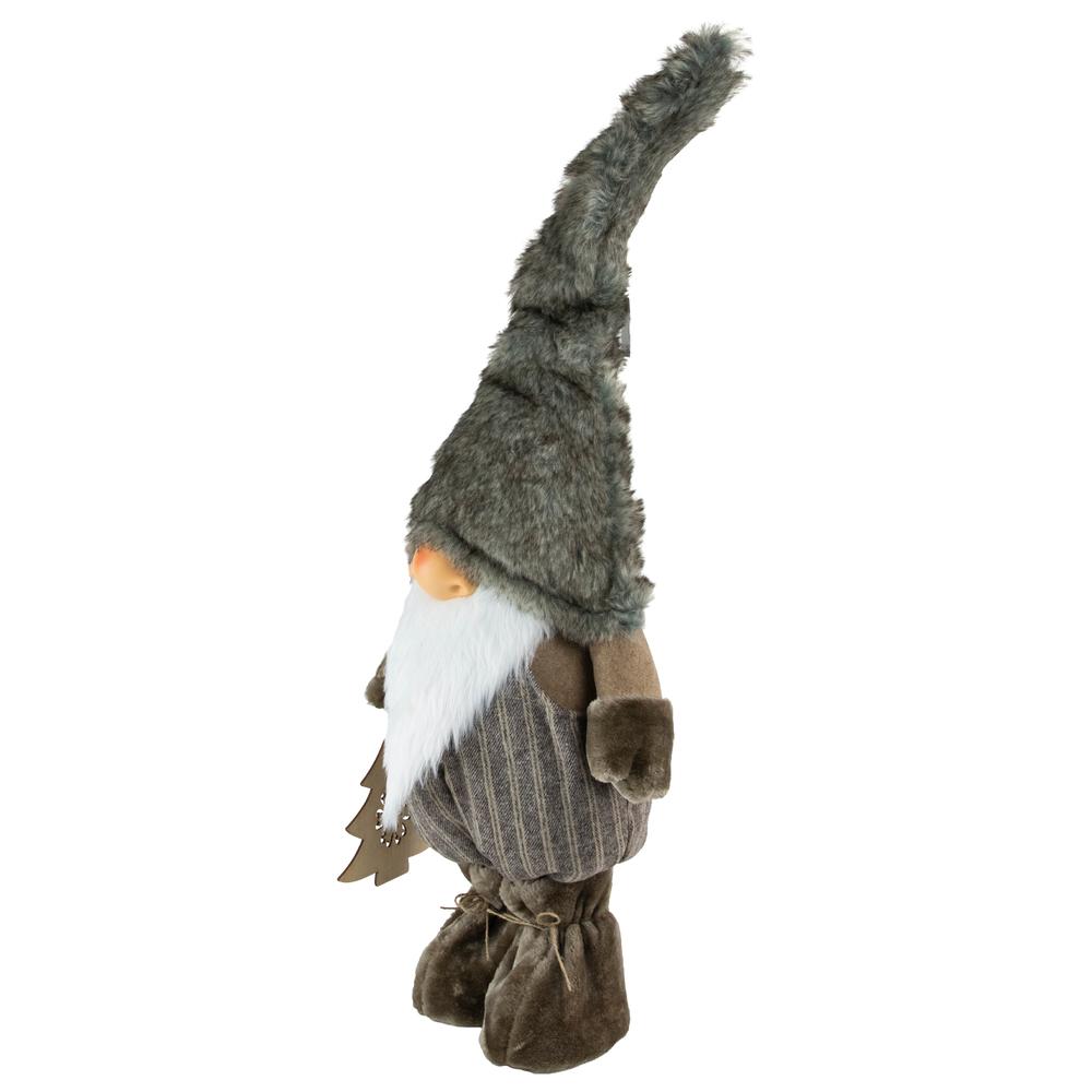 33" Brown and White Woodland Gnome with Striped Pants Christmas Figurine. Picture 2