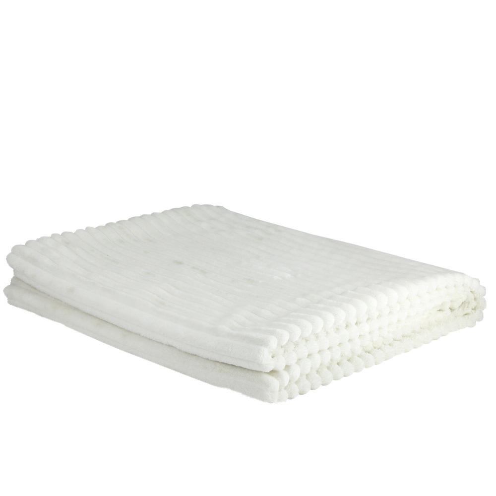 Cream White Ultra Plush Micro Fleece Throw Blanket 50" x 60". Picture 3