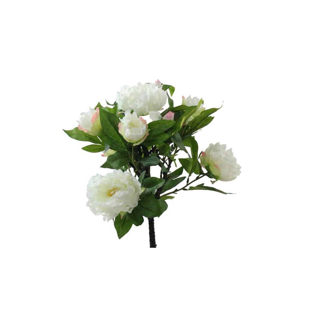31" White and Green Blooming Peony Flower Artificial Plant. Picture 3