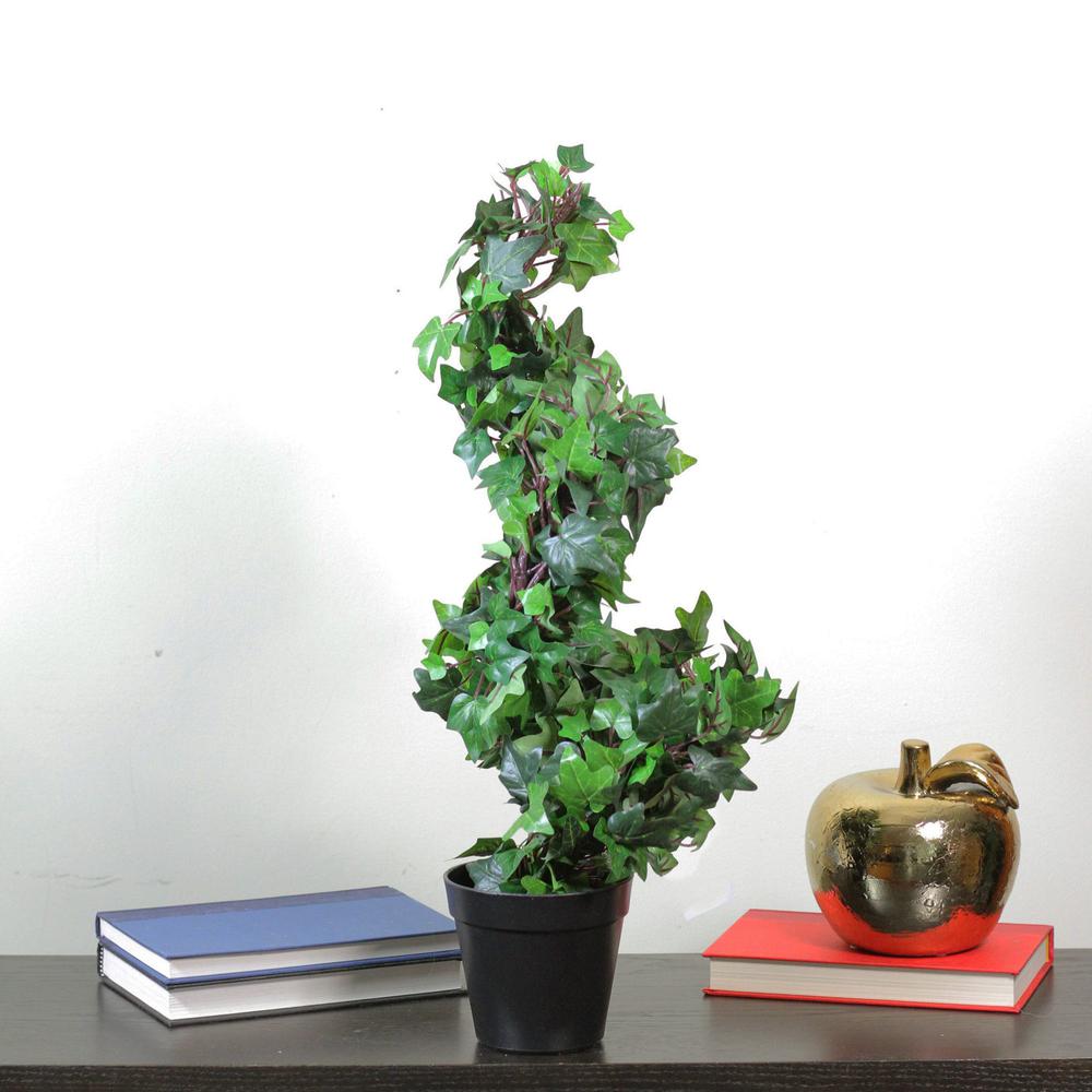 1.8' Green and Black Potted Ivy Spiral Topiary Artificial Christmas Tree - Unlit. Picture 3
