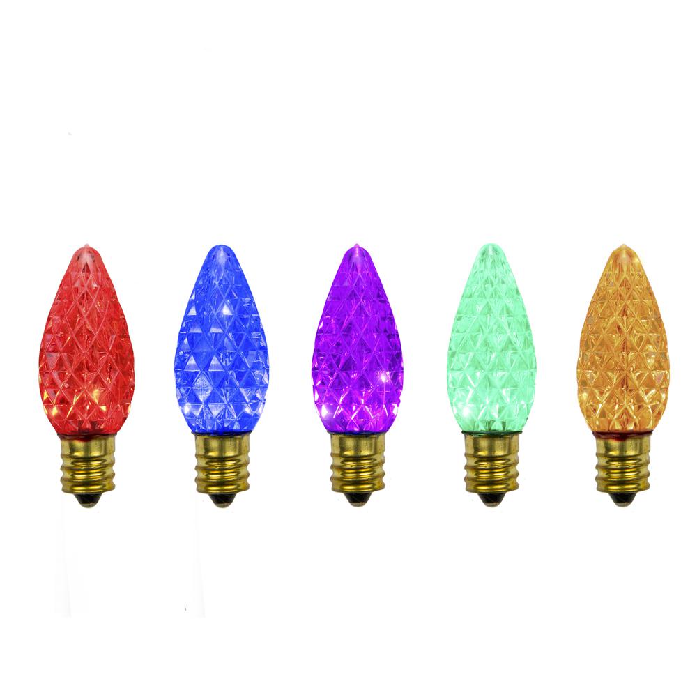 Pack of 25 Faceted C7 LED Multi-Color Christmas Replacement Bulbs. Picture 1