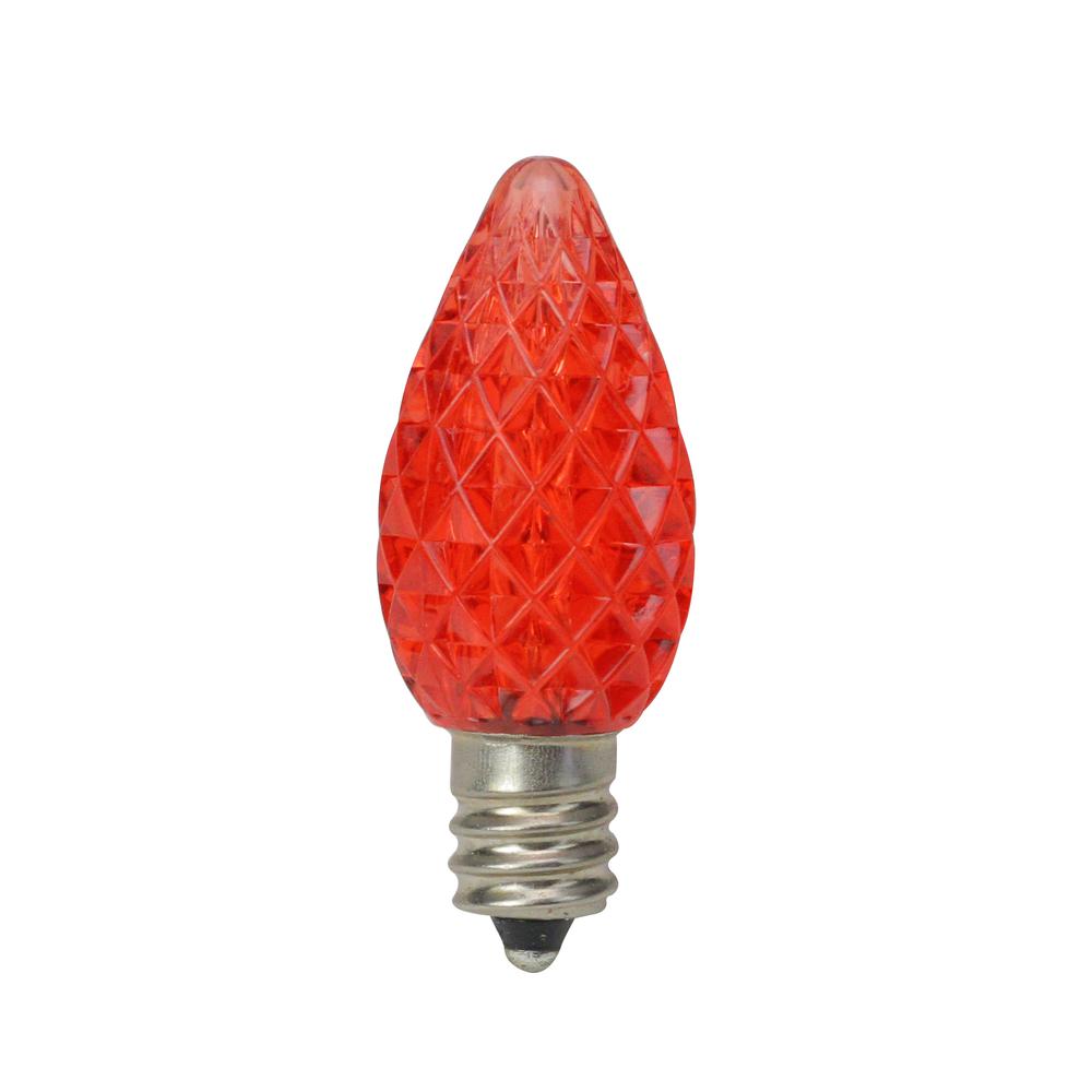 Pack of 25 Faceted LED C7 Red Christmas Replacement Bulbs. Picture 1