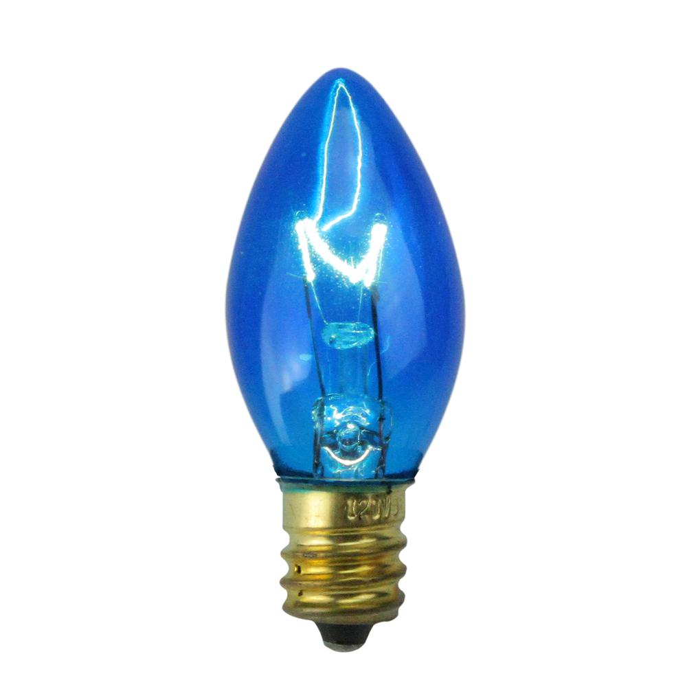 Pack of 25 Blue Transparent C7 Christmas Replacement Bulbs. Picture 1