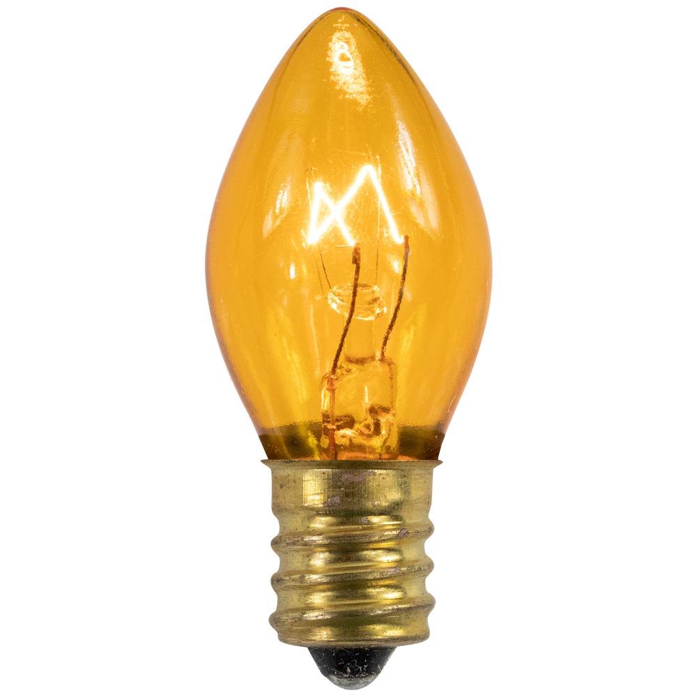 Pack of 25 Transparent Yellow C7 Christmas Replacement Bulbs. Picture 1